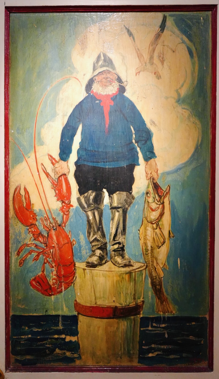 Fisherman illustration by Tony Sarg on exhibit at the Nantucket Whaling Museum