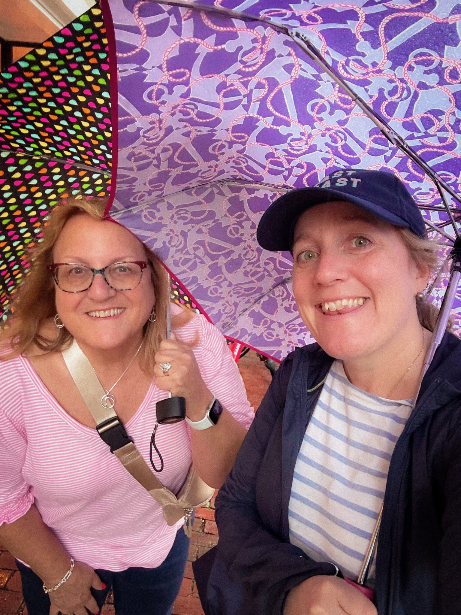 Cecelia & Lisa w/umbrellas in Nantucket